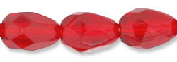 Fire-Polish 7 x 5mm - Teardrop : Siam Ruby