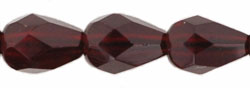 Fire-Polish 7 x 5mm - Teardrop : Garnet