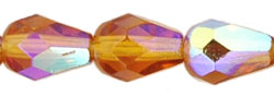 Firepolish 7 x 5mm - Teardrop : Dk Topaz AB