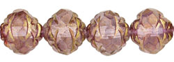 Rosebud Fire-Polish 8 x 7mm : Luster - Transparent Gold/Amethyst