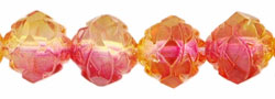 Rosebud Fire-Polish 8 x 7mm : Dual Coated - Fuchsia/Lemon