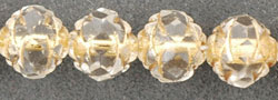 Rosebud Fire-Polish 8 x 7mm : Crystal - Gold-Lined