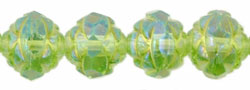 Rosebud Fire-Polish 8 x 7mm : Luster Iris - Olivine