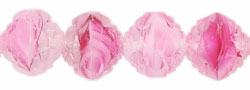 Rosebud Fire-Polish 8 x 7mm : Matte - Crystal/Pink