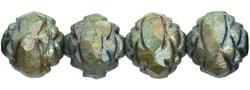 Rosebud Fire-Polish 8 x 7mm : Luster - Opaque Rose/Gold Topaz
