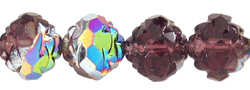Rosebud Fire-Polish 8 x 7mm : Amethyst - Vitral