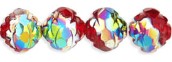 Rosebud Fire-Polish 8 x 7mm : Siam Ruby - Vitral