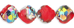 Rosebud Fire-Polish 8 x 7mm : Opaque Red - Vitral