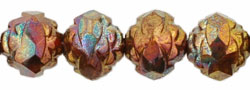 Rosebud Fire-Polish 8 x 7mm : Siam Ruby - Bronze Vega