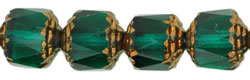 Antique Style Octagonal 8mm - Bronze : Emerald
