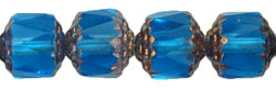 Antique Style Octagonal 8mm - Bronze : Aquamarine