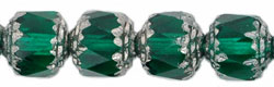 Antique Style Octagonal 8mm - Silver : Emerald