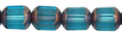 Antique Style Octagonal 8mm - Bronze (smooth) : Aquamarine