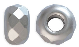Firepolish Large Hole Rondelles 14 x 9mm : ColorTrends - Platinum