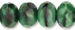 Gem-Cut Rondelle 9 x 6mm : Green w/Black