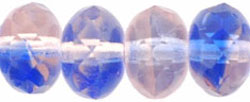 Gem-Cut Rondelle 9 x 6mm : Lt Pink/Blue