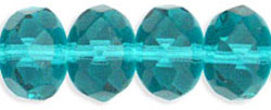 Gem-Cut Rondelle 9 x 6mm : Lt Teal