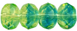 Gem-Cut Rondelle 9 x 6mm : Green/Blue