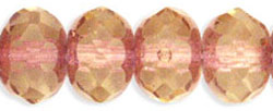 Gem-Cut Rondelle 9 x 6mm : Copper - Lt Topaz