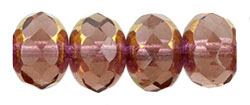 Gem-Cut Rondelle 9 x 6mm : Copper - French Rose