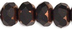 Gem-Cut Rondelle 9 x 6mm : Matte - Copper - Jet