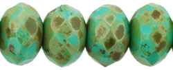 Gem-Cut Rondelle 9 x 6mm : Turquoise - Full Coat Picasso