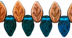 Leaves 10 x 5mm : Copper - Capri Blue