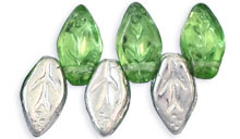 Leaves 10 x 5mm : Silver - Peridot