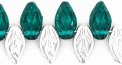 Leaves 10 x 5mm : Silver - Emerald