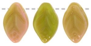Leaves 12 x 7mm : Pink Coral/Olivine