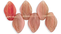 Leaves 12 x 7mm : HurriCane Glass - Lt Pink/Brown