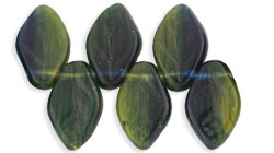 Leaves 12 x 7mm : HurriCane Glass - Yellow-Green/Blue