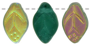 Leaves 12 x 7mm : Matte - Emerald - Vitral