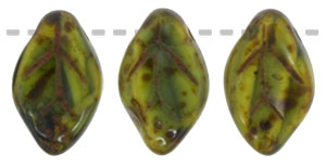 Leaves 12 x 7mm : Opaque Yellow/Jet - Picasso