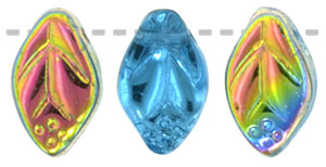 Leaves 12 x 7mm : Aquamarine - Vitral