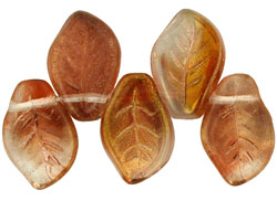 Leaves 14 x 9mm : Luster - Transparent Pink