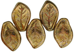 Leaves 14 x 9mm : Luster - Transparent Gold/Smokey Topaz