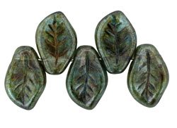 Leaves 14 x 9mm : Luster - Transparent Green