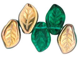 Leaves 14 x 9mm: Bronze - Emerald