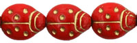 Ladybugs 14 x 11mm : Red/Gold Inlay