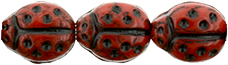 Ladybugs 9 x 7mm : Opaque Red