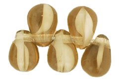 Tear Drops - 6 x 4mm : Smoky Topaz/White