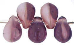 Tear Drops 6 x 4mm : Dk Amethyst/White