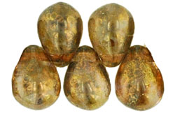 Lg. Tear Drops 8 x 6mm : Luster - Transparent Gold/Smokey Topaz