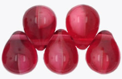 Lg. Tear Drops 8 x 6mm : Pearl/Fuchsia