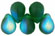 Lg. Tear Drops 8 x 6mm : Matte - Green Emerald AB