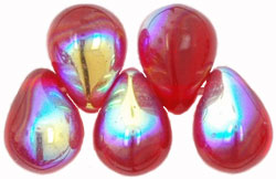 Lg. Tear Drops 8 x 6mm : Siam Ruby AB