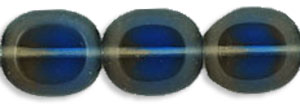 Oval Window Beads 14 x 12mm : Montana Blue/Black Diamond