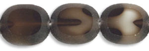 Oval Window Beads 14 x 12mm : Smoky Topaz/White