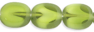 Oval Window Beads 14 x 12mm : Olivine/White